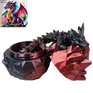 13 Inch Crystal Dragon with Matching Egg, 3D Printed Fully Articulated Desk Fidget, Perfect Gift for Men or Women