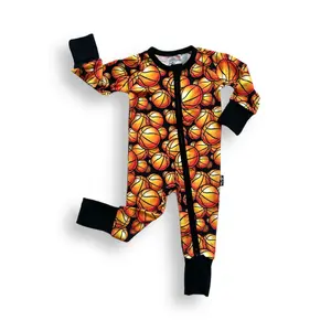 ZIP ROMPER - Basketball, Soft Baby Bamboo Pajamas