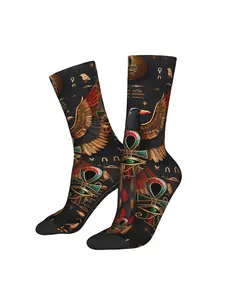 Ancient Egyptian Bird Sock Printed for Man Polyester