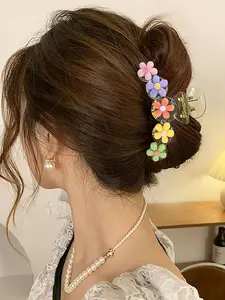Flower Design Hair Claw, Cute and Versatile Hair Claw, High-end Shark Claw Hair Accessory, Daily Casual, Hair Clip