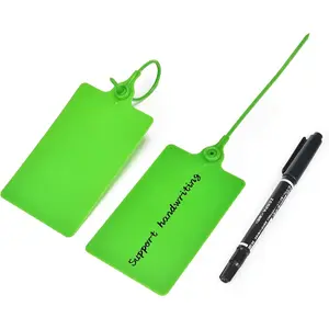 25 Pcs Durable Plastic Shipping Tags with Marker Pen Security Seals Sticker Labels,Waterproof Blank Luggage Tag for Packages, Logistics, Inventory, Travel(Green,25pcs)