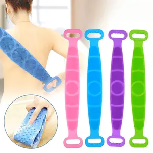 1PCS Fashion Silicone Bath Body Brush - Double-Sided Exfoliating Long Back Scrubber, Silicone Mesh Bath & Body Care Accessory for Selfcare