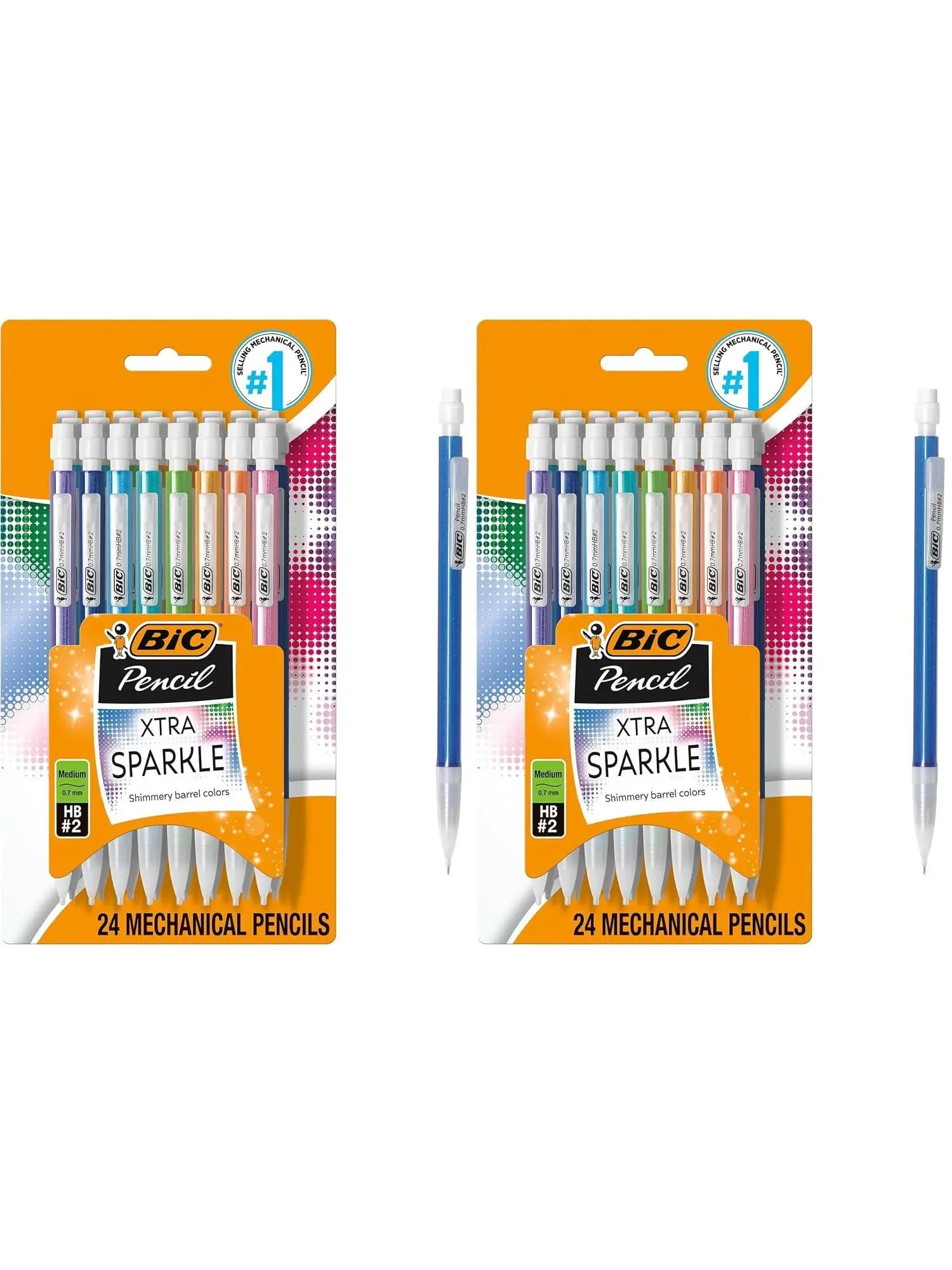 BIC Xtra-Sparkle Number 2 Mechanical Pencils, 24-Count Pack, 0.7mm Point