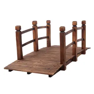 Arch Bridge Solid Wood Landscape Bridge for Courtyard Garden, Anti-Corrosion Carbonized Fir, Waterproof Outdoor Decor