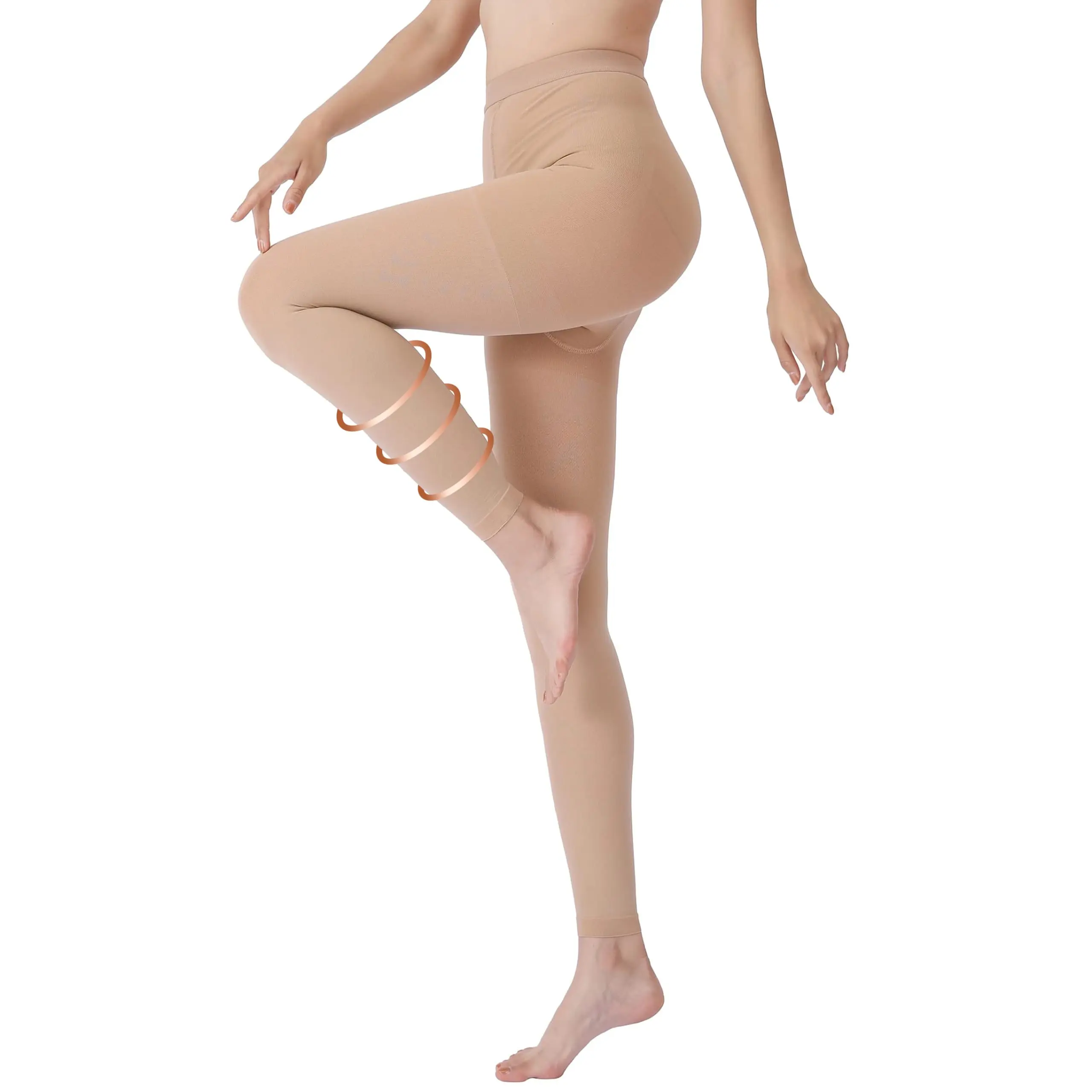 Terramed Advanced Graduated Compression Leggings for Women – 20-30 mmHg Footless Microfiber Support Tights