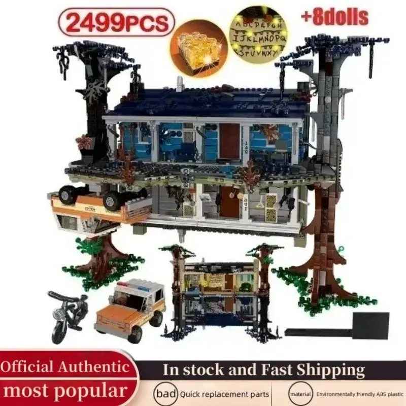 2499PCS/PZS Creative Architecture Street View Series "Strange Stories: Inverted World" Strange Story Character Compatibility 75810 Inverted Building Block Sets Inverted World Brick Model Assembly Set Children's STEAM Toy DIY Birthday Christmas Gift