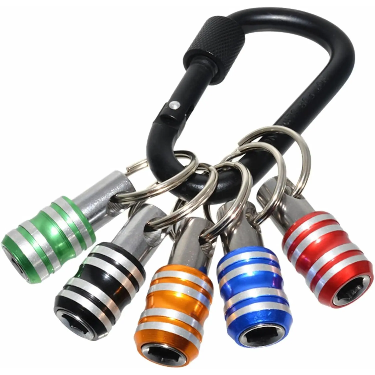 1/4 inch Hex Shank Bit Holder, 5 count Quick Release Drill Bit Holder  for Impact Driver, Portable  Bits Holder, Aluminum Alloy, Color Coded -  for Men