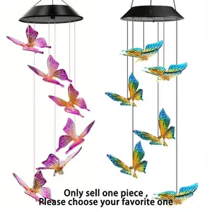 Solar Butterfly Wind Chime Light, LED Color Changing Waterproof Hanging Decoration, Garden Patio Lawn Outdoor Lighting, Solar Wind Chimes