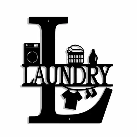 Letter L Shaped Laundry Room Letter Design Hanging Decor, Detachable Reusable Hanging Swag, Home Decor Products for Living Room Bedroom Kitchen, Hanging Plaque