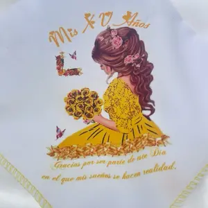 12pcs Quinceanera Napkins 10x10 Inches Polyester Tableware for Quinceanera Celebrations with Elegant Design and Message