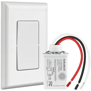 Suraielec Wireless Light Switch and Receiver Kit, 15A High Power, No Wiring, 100ft RF Range, Programmable Remote Control 3 Way Wall Switches for Lamp, Ceiling Light, Fan, Outdoor Lighting Outlet