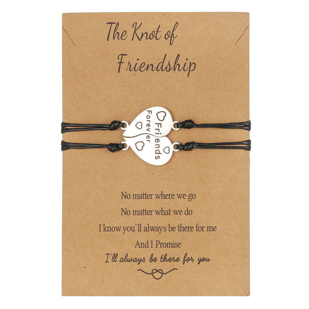 Friends Forever Matching Bracelets Set for 2, The Knot of Friendship Adjustable Cord Bracelets, Best Friend Gift for Women Girls