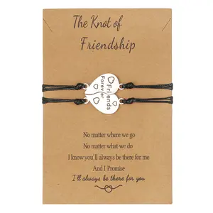 Friends Forever Matching Bracelets Set for 2, The Knot of Friendship Adjustable Cord Bracelets, Best Friend Gift for Women Girls