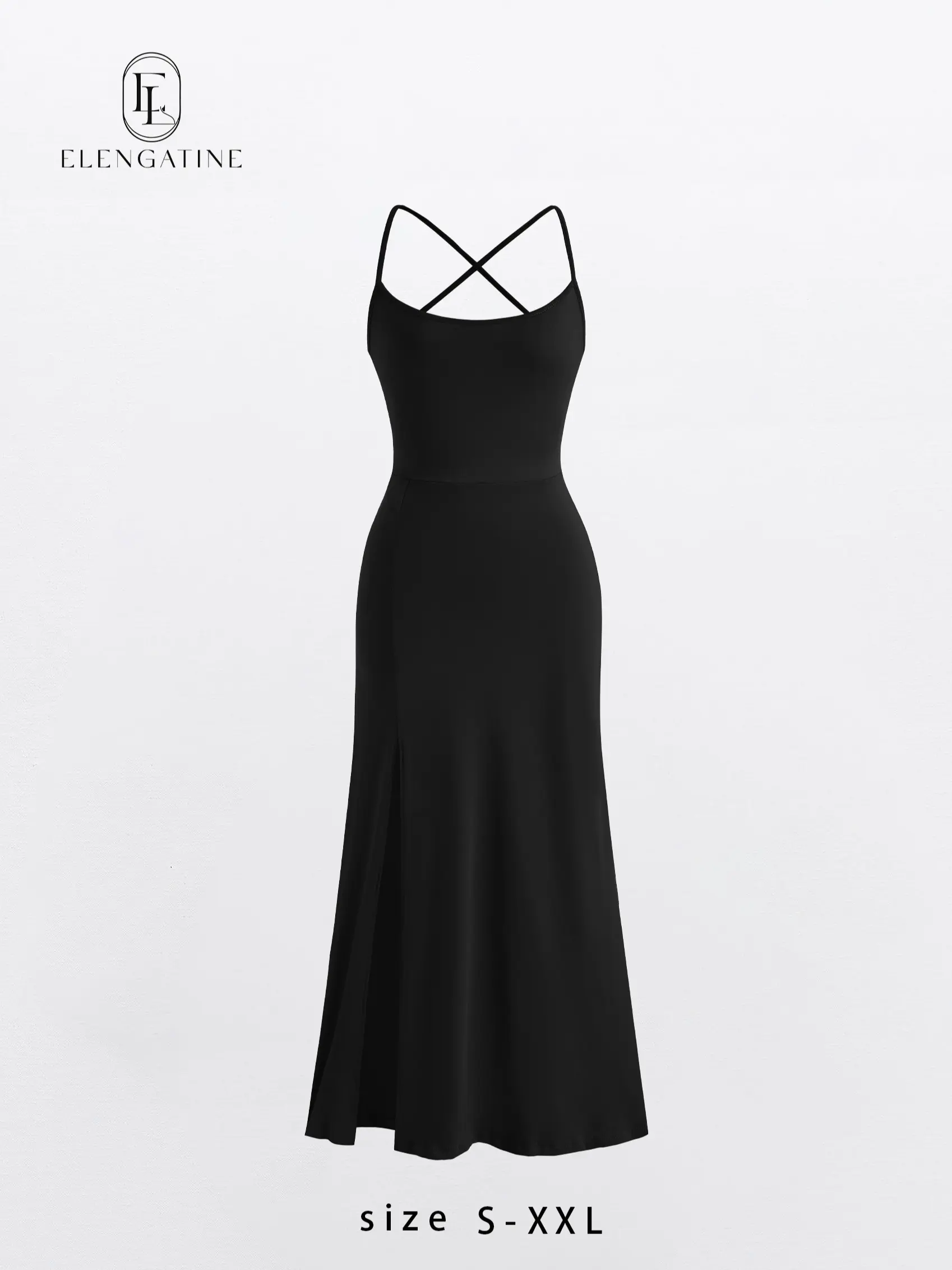 Elengatine Women's Elegant Backless Spaghetti Strap Bodycon Maxi Dress - Criss Cross Lace-Up Back, High Slit, Soft Stretch Polyester Fabric, Stylish Fit, Formal Graduation Wear for Casual Evening Events, Elegance - TikTok Elengatine Women's Elegant Backless Spaghetti Strap Bodycon Maxi Dress - Criss Cross Lace-Up Back, High Slit, Soft Stretch Polyester Fabric, Stylish Fit, Formal Graduation Wear for Casual Evening Events, Elegance - TikTok