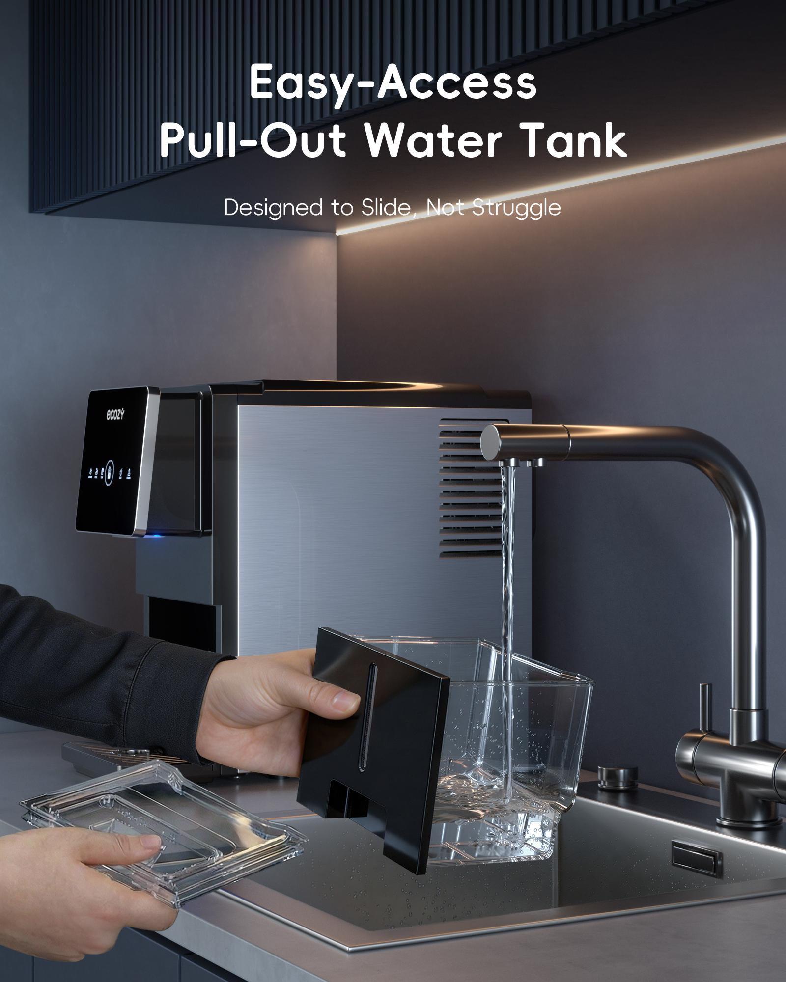 ecozy Nugget Ice Maker Dispenser Ultra-Quiet Self-Cleaning 40lbs/24H, 10Mins Quick Ice Makeup 40lbs Sonic Storage Touchless Ice Dispenser for Kitchen Office Bar Party