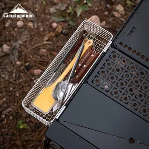 Ck-10 Outdoor Camping Hanging Basket, 304 Stainless Steel Storage Basket, Fruit and Spice Holder, Drainage Feature, Durable Design
