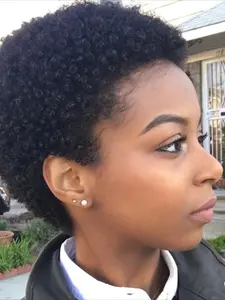 Human Hair Wig Women's Short Curly Hair Wig , Y2K Style Daily Casual Party Halloween Wig , 150% Density , 6 Inch Full Machine  Made Wig, Afro Wigs, Afro Curly Wig