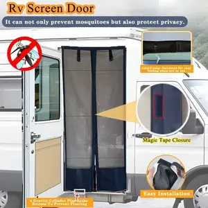 1pc Mosquito Screen Door - Durable Mesh Mosquito Proof Curtain, Easy to Install, Breathable, Protects Privacy, Magic Tape Closure, Rv Door Mosquito Proof Screen, Suitable for Most Rvs, Camping Door Screens, Rv Door Curtains, Screen Doors