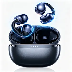 Open Ear Earbuds, Clip-On Headphones Over Ear for Running Workout, 12mm Drivers Powerful Bass, IP55 Waterproof, Bluetooth 6.0 Hi-Res, Secure Clip Design – Supports 169 Languages, No Subscription wirelessearbuds