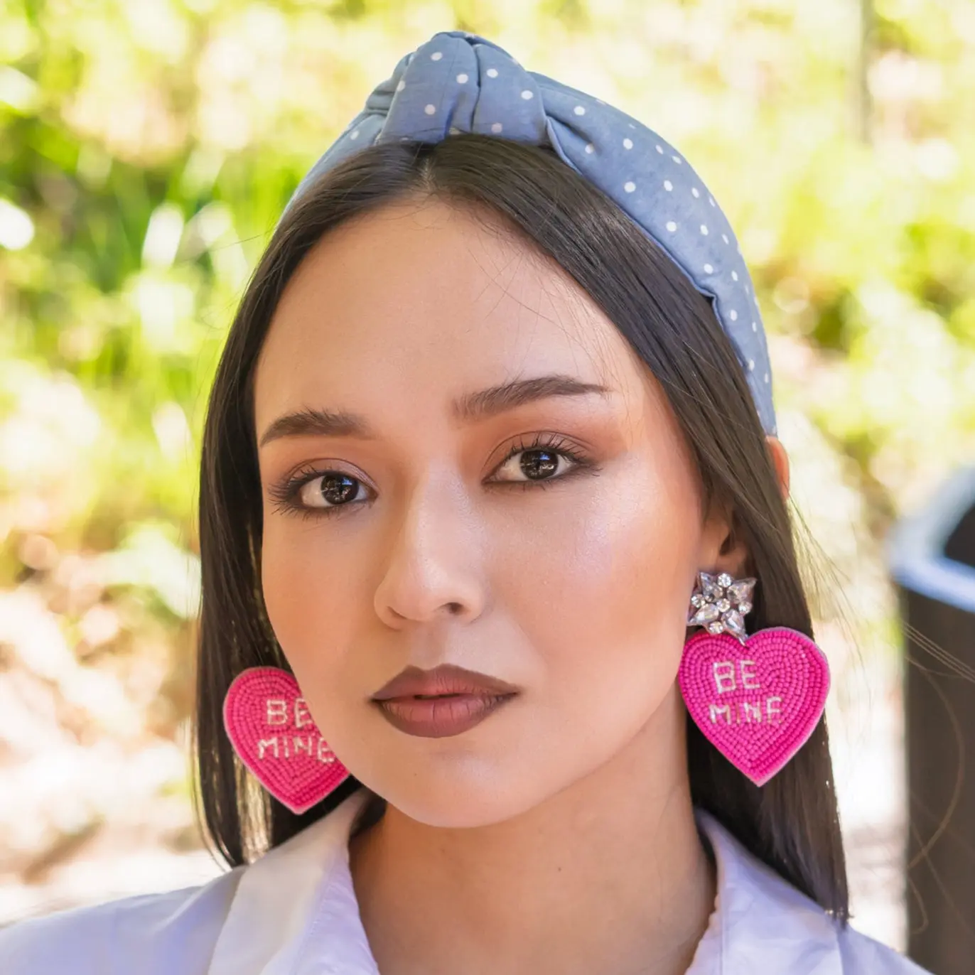 BE MINE Pink Heart Candy Beaded Earrings