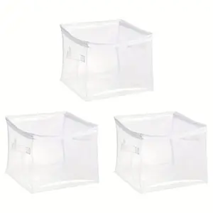 Transparent PVC Zipper Storage Bag, Foldable and Insertable, Multi-Functional Organizer for Closet, Shelves, Home Organization