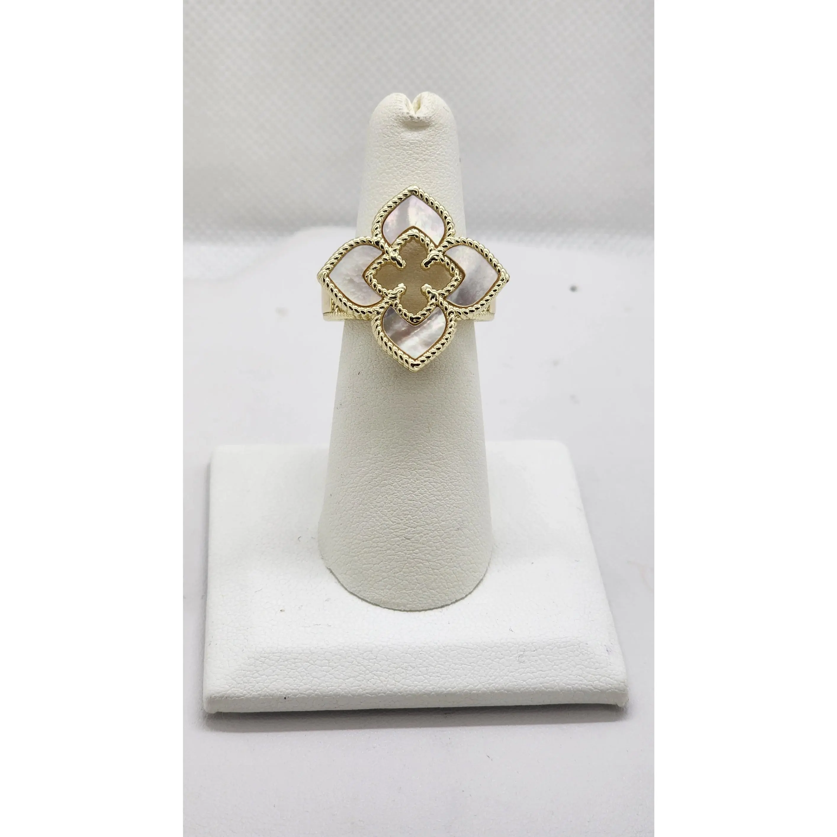 Brand New White Clover Brass Ring