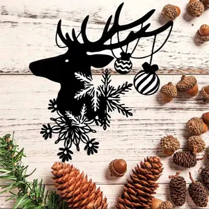 Christmas Deer Metal Silhouette Wall Hanging Ornament, Home Decor Craft for Holiday Season, Unique Gift Idea for Christmas Lovers