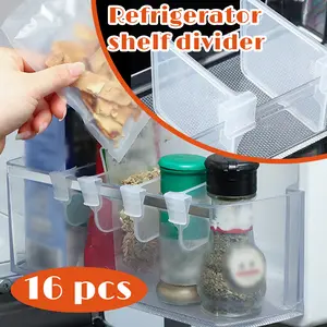 16 Counts Fridge Drawer Divider, Translucent Storage Separator, Clear Bins for Various Small Objects