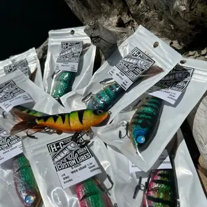 5inch custom painted wee shad glidebait bass pike musky bait VMC Hooks