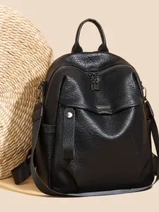 Vintage Soft Leather Classic Backpack for Women, 2026 New Arrival, Multi-Functional Travel Bag, Large Capacity Commuter Bookbag, Ideal for School and Travel