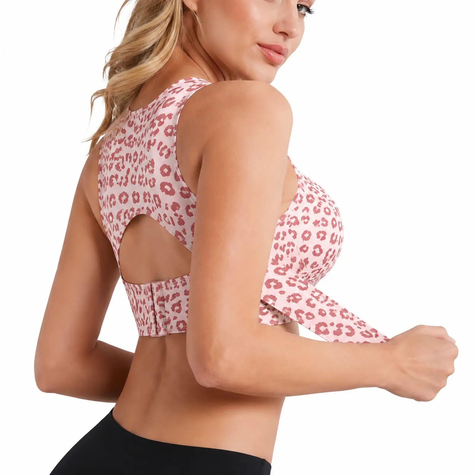 PoseFree Women's Posture Support Bra, Wireless Cross-Back Full Coverage Bra with X-Back Support, Fixed Pads, Wide Straps, Adjustable Wrap Bands, Wide Underband, Machine Wash for Everyday Wear Sohochic