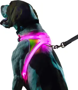 Revolutionary Illuminated and Reflective Vest for Dogs Including Multicolored LED Fiber Optics (USB Rechargeable, Adjustable, Lightweight, Rainproof)