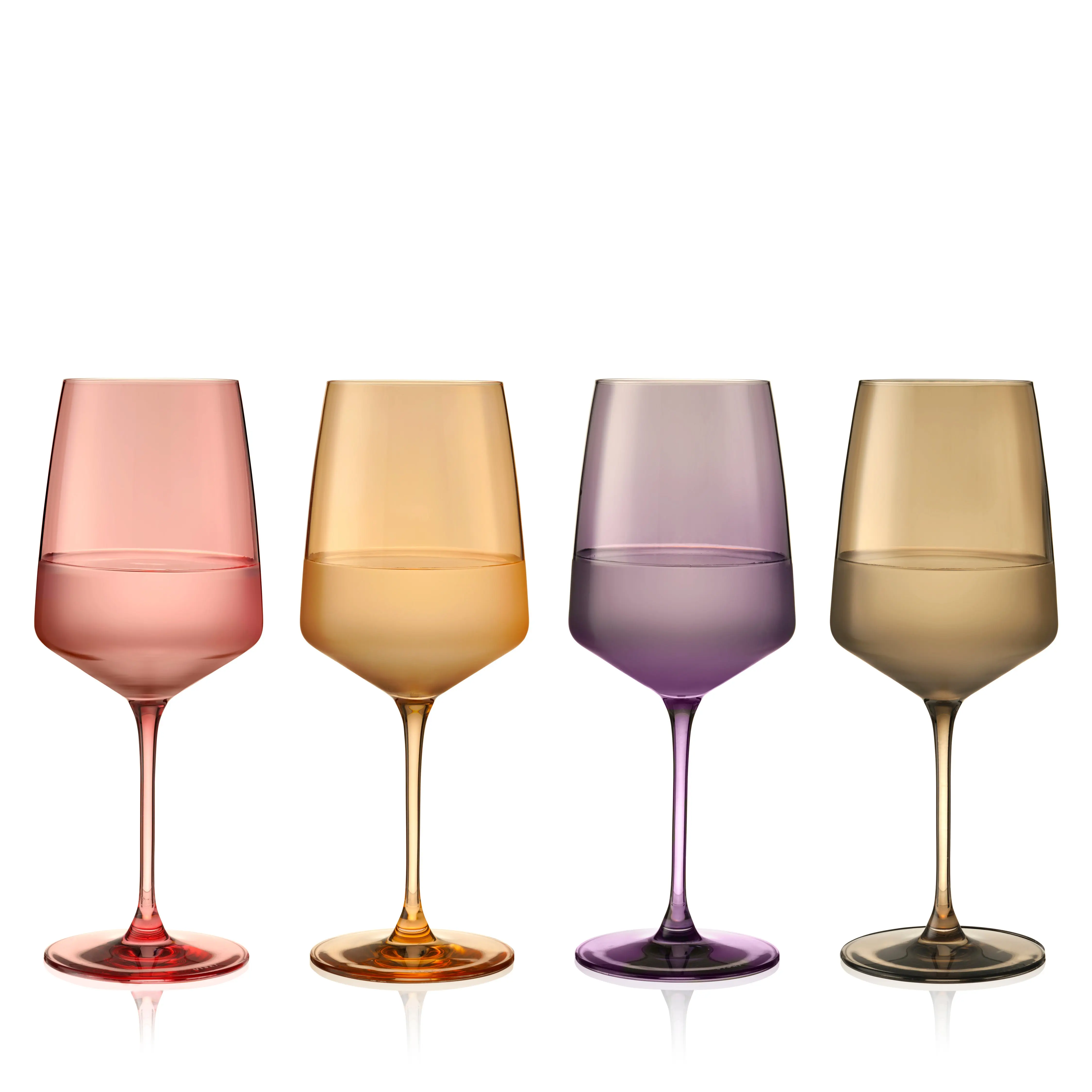 Reserve Nouveau Colored Crystal Wine Glasses in Daybreak Set of 4 - European-Made Glassware for Red & White Wines, Wedding Gifts, Your Table Needs These