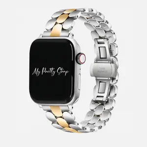 My Pretty Strap – Compatible Apple Watch Band – Stainless Steel iWatch Strap for Women – Series 1–11, SE & Ultra (38MM / 40MM / 41MM / 42MM / 44MM / 45MM / 49MM) – Gold, Silver – Slim Honeycomb