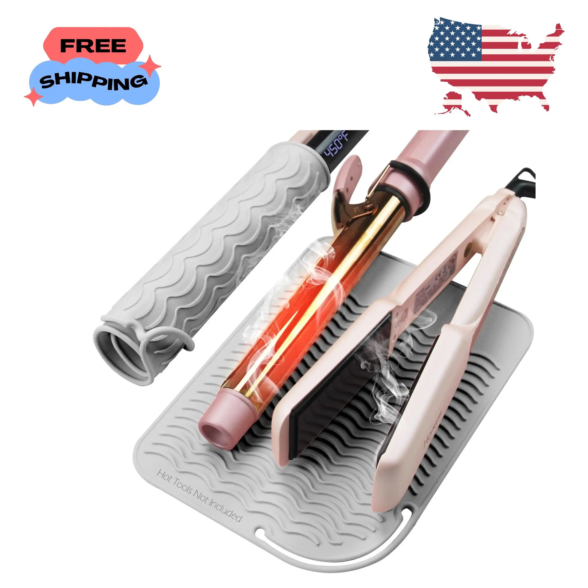 Silicone Heat Mat for Hair Tools with Flat Iron Hair Straightener and Hair Iron Mat