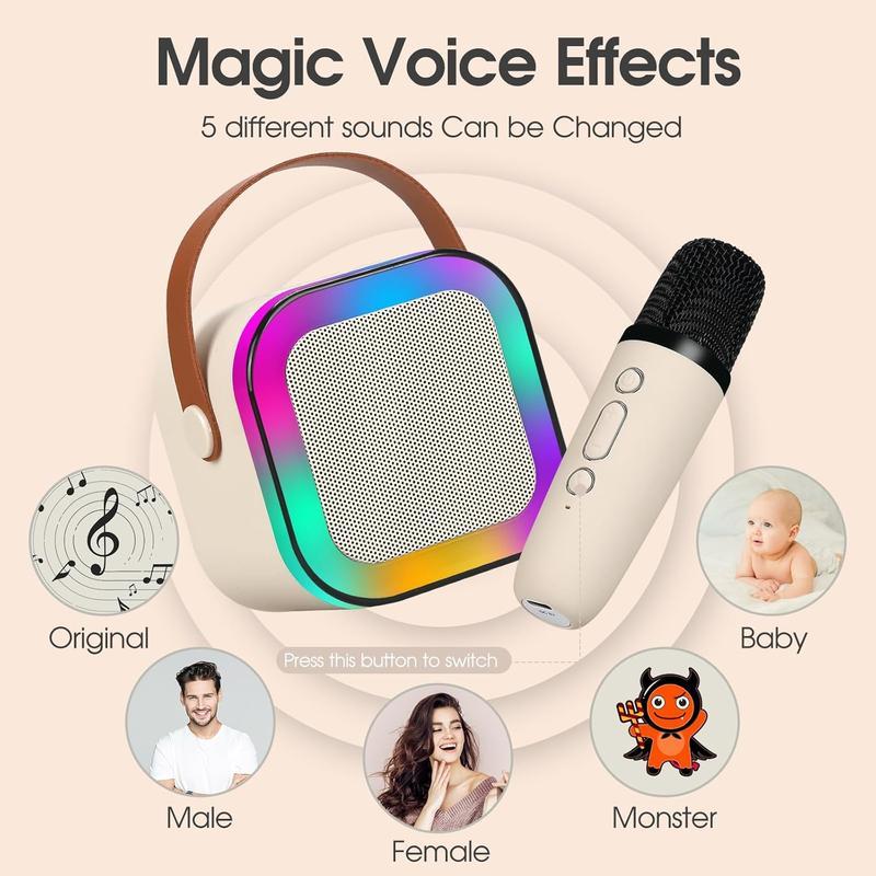 2026 new model Mini Karaoke Machine with 2 Wireless Microphones,-Portable Mini Karaoke Machine with 2 Wireless Microphones, Kids Karaoke Speaker Sound System, Ideal Birthday Gift for Children Ages 4-12, for Family Party, Outdoor & Travel Use