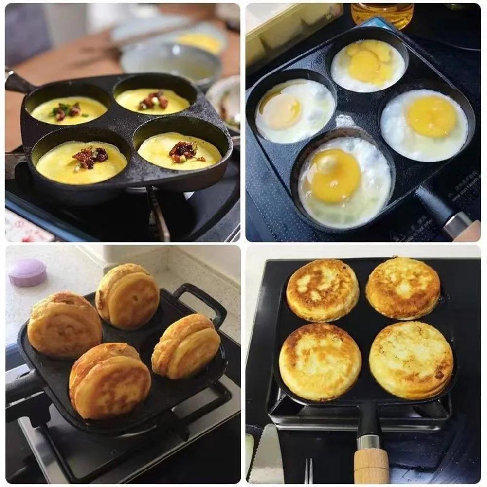 4-Hole Egg Frying Pan Nonstick Cookware Steak Pancake Pans Omelet Pan Frying Pot Suitable for Gas Stove Induction Cooker