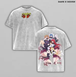 High School DxD Squad | High School DxD Inspired Washed Tee Streetwear Tee Hoodie "Devil Academy — Angels, Demons, Chaos" For Ecchi Anime Fans, For Gift Drops That Blaze With Heat