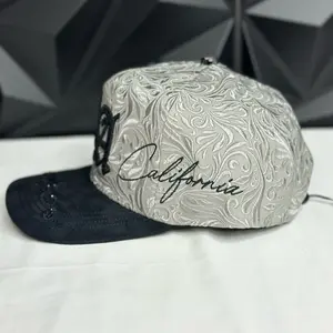 Black and Grey Hat LA California Embroidered Snapback Cap