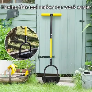 42-Inch Heavy-Duty Manual Lawn Edging Tool - Black Metal Half- Shovel, for Efficient Weeding And Trimming, Ideal for Yard And Garden Maintenance