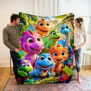 2D Soft Funny Throw Blanket Dinosaur Blanket Dinosaur Lovers Blanket Soft Flannel Blanket Suitable For Sofa Beds Living Rooms Suitable For Children And Adults Birthday Gifts