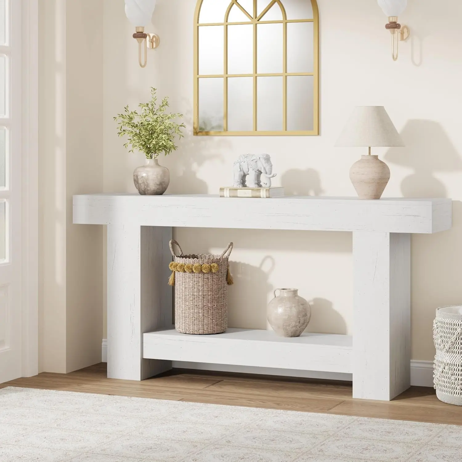【Christmas Gift】1 PB Frame Entryway Table160CM Antique White