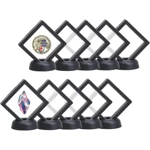 3D Floating Frame with Stand Challenge Coin Display Holder Floating Display 2.75"x2.75" Gift Packing Frame 10 Pack Black