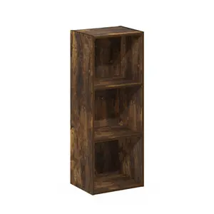LUDER 3-Cube Open Shelving Bookshelf, Sturdy Compact Design, Easy Setup, 9.3x12x31.5 in, for Living Room, Home Office