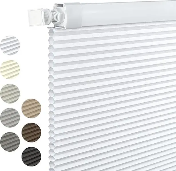 Traditional Light Filtering Honeycomb Cellular Curtain Blinds - Cordless, No-Drill, Damage-Free Easy-Install, Renter-Friendly DIY Window Blinds for Nursery