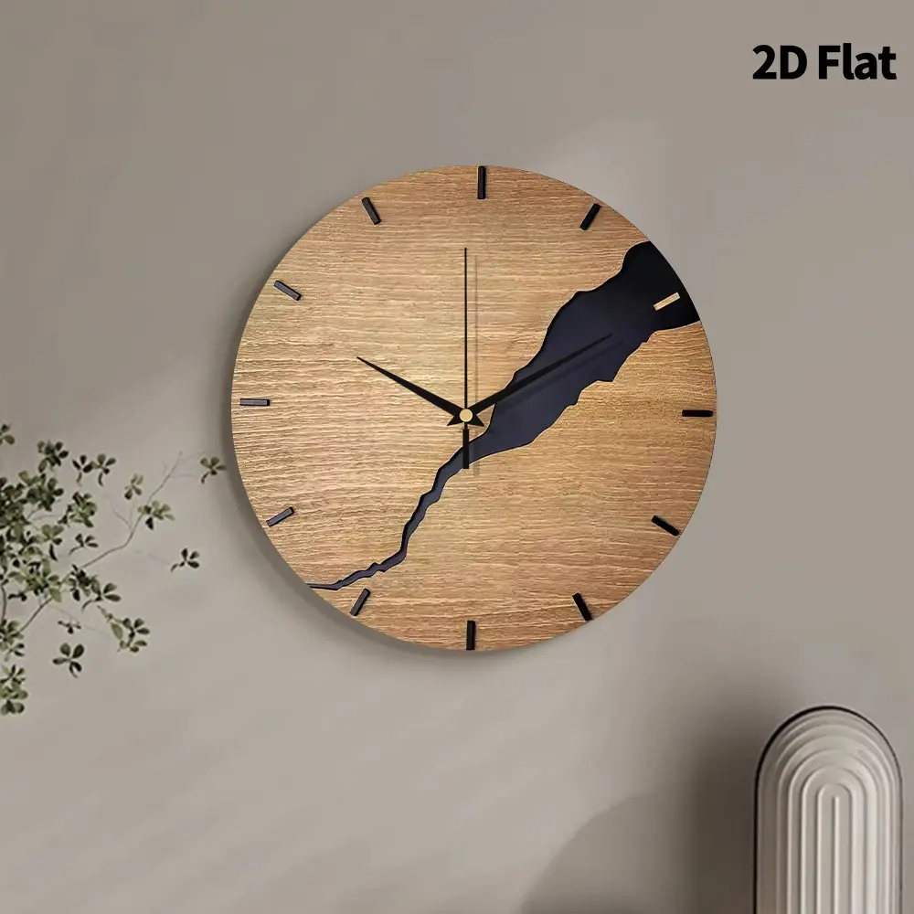 Vintage Wooden Crack Round Decorative Wall Clock, Ultra-Quiet Sweep Movement, No Tick-Tock Sound, Perfect for Living Room, Bedroom, Office, Kitchen