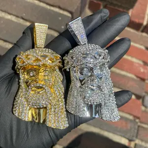 Full Iced Bling Out Large Religious Jesus Head Hip Hop Luxury Pendant