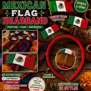 Unisex Printed Mexican Headbands - 5 Pack.