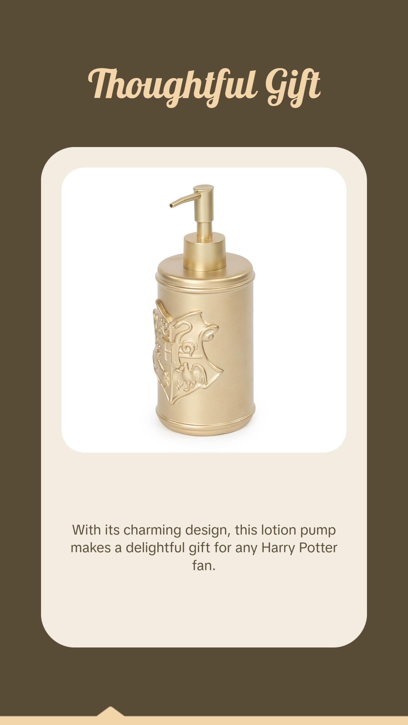 Jay Franco Harry Potter Gold Hogwarts Crest Resin Soap Dispenser Lotion Pump