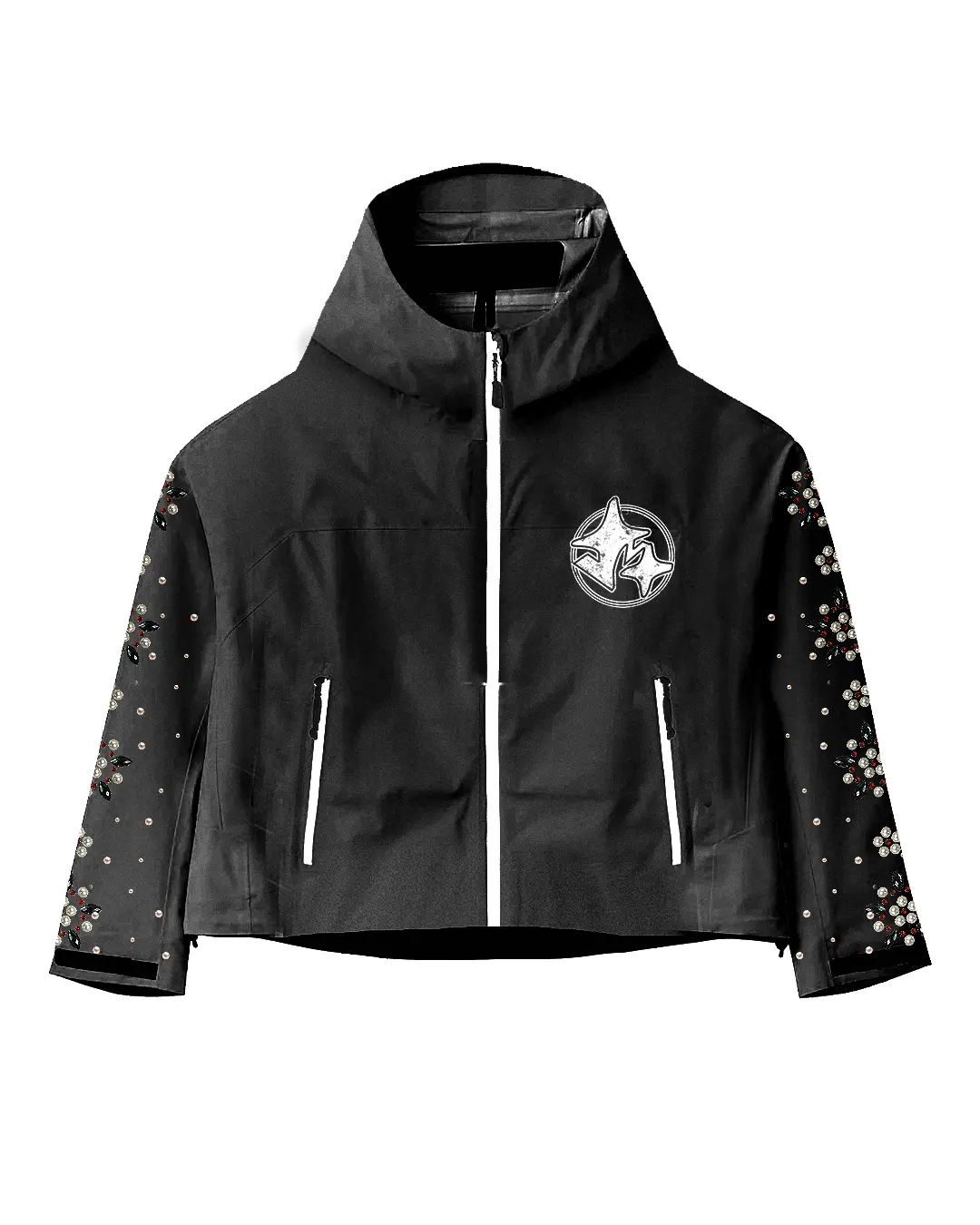 ‘triumph’ black rain jacket
